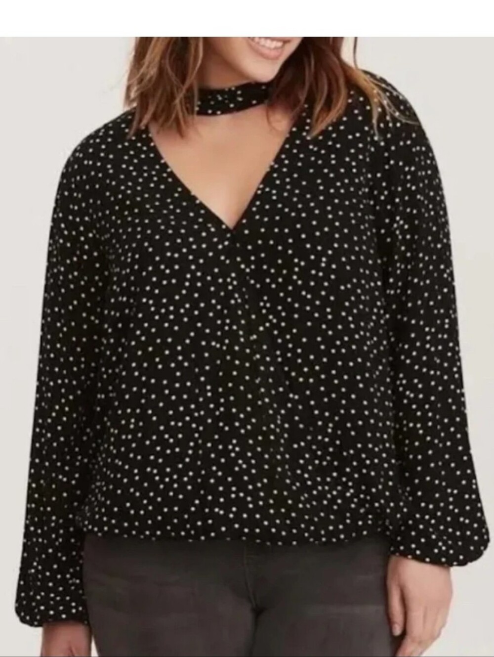 Torrid Black And White Polka Dot Top